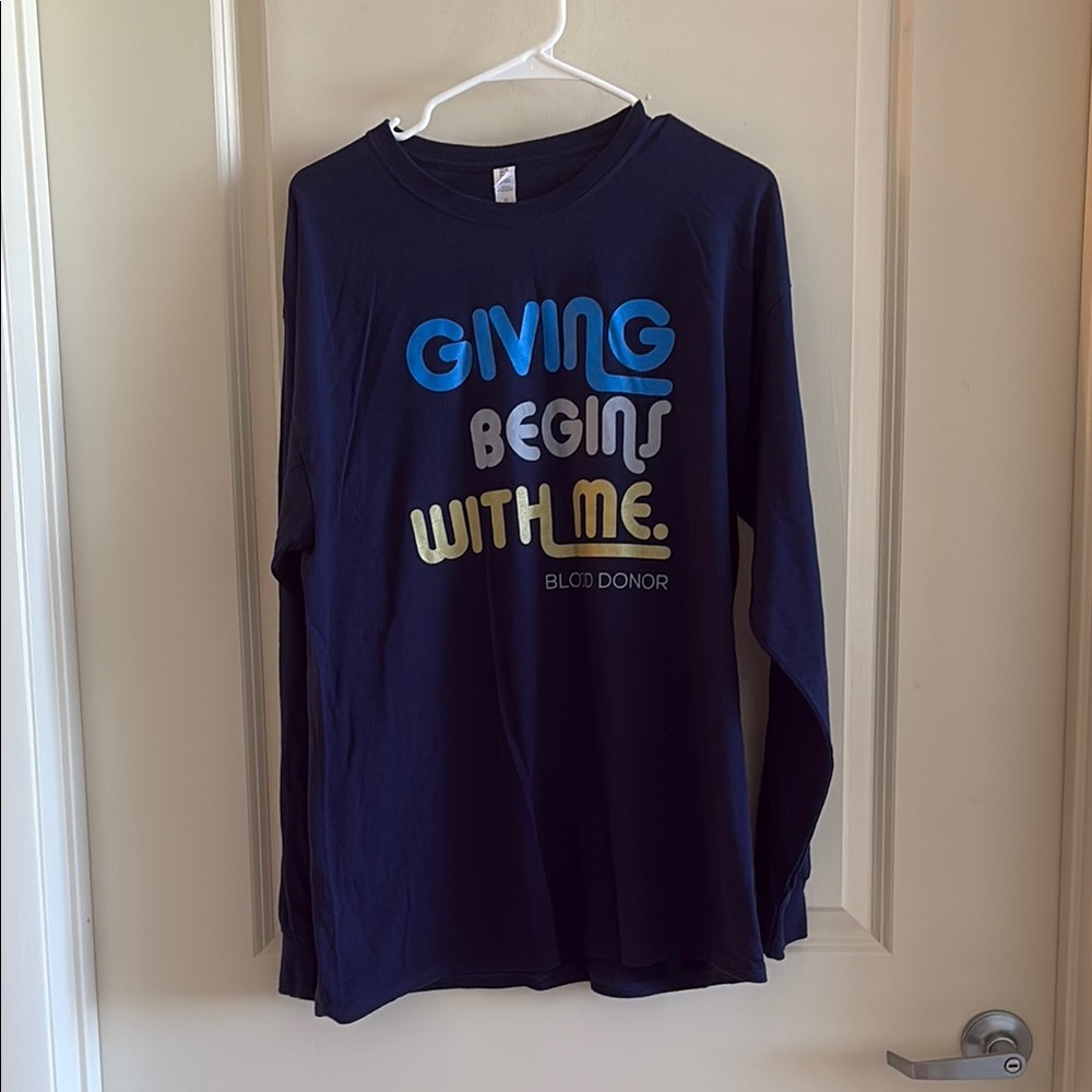 Navy Long Sleeve Blood Donor Graphic Tee